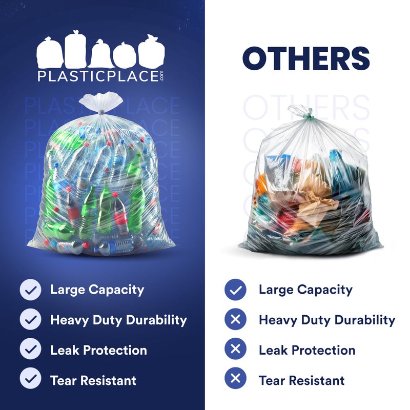Plasticplace 55-60 gallon Trash Bags â”‚ 1.5 Mil â”‚ Clear Heavy Duty Garbage Can Liners â”‚Rolls â”‚ 38â€ x 58â€ (100Count) - Image 5